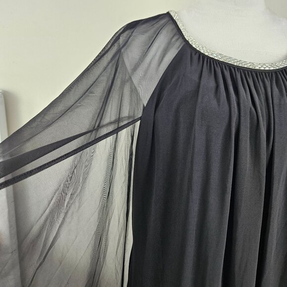 R&M Richards Womens Elegant Dress Plus 20W Black Sheer Capelet Evening Cocktail - Picture 12 of 16